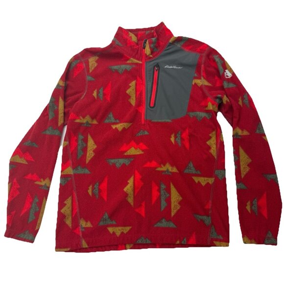 Eddie Bauer Mens M Red Mountain Fleece 1/4 Zip Long Sleeve Sweater - Picture 1 of 7
